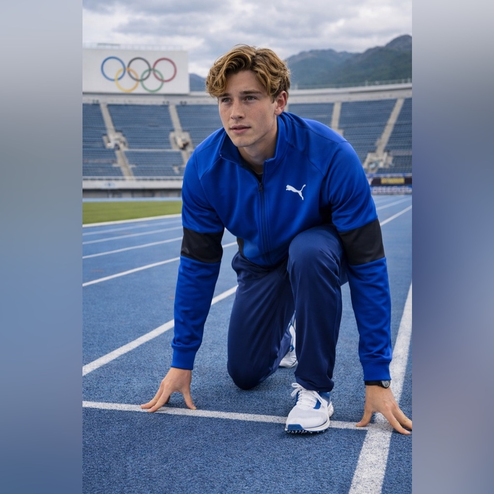 Puma Men's Performance Jacket in Blue and Black